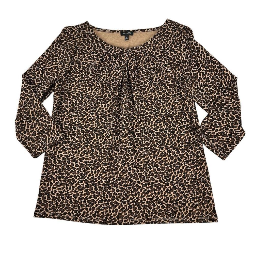 Talbots Womens Leopard Animal Print Jersey Top size Small